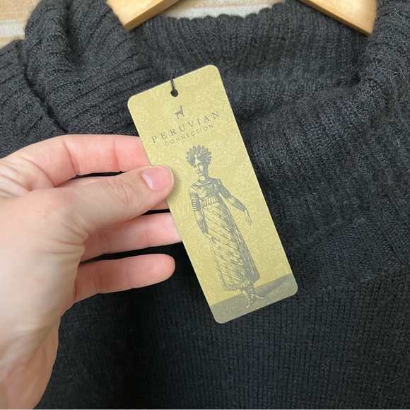 Peruvian Connection NWT Champlain Flyaway Mock Neck Sweater Tunic Black Womens L - Picture 4 of 8